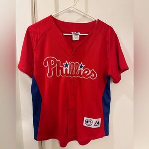 Majestic Red and Blue Phillies Women’s Jersey